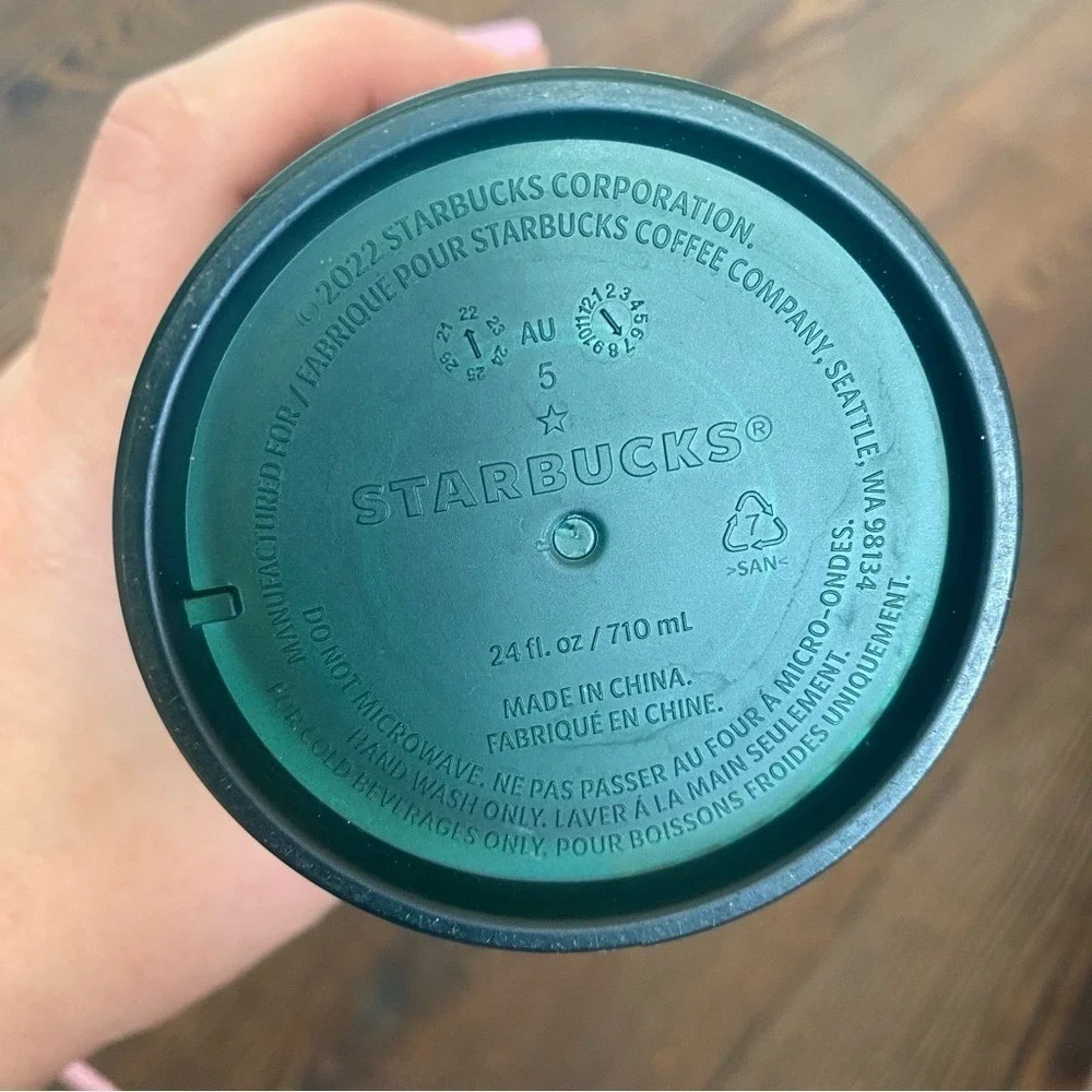Starbucks Iridescent Grid Cold Cup 24 oz Venti Tumbler‎ With Straw Green